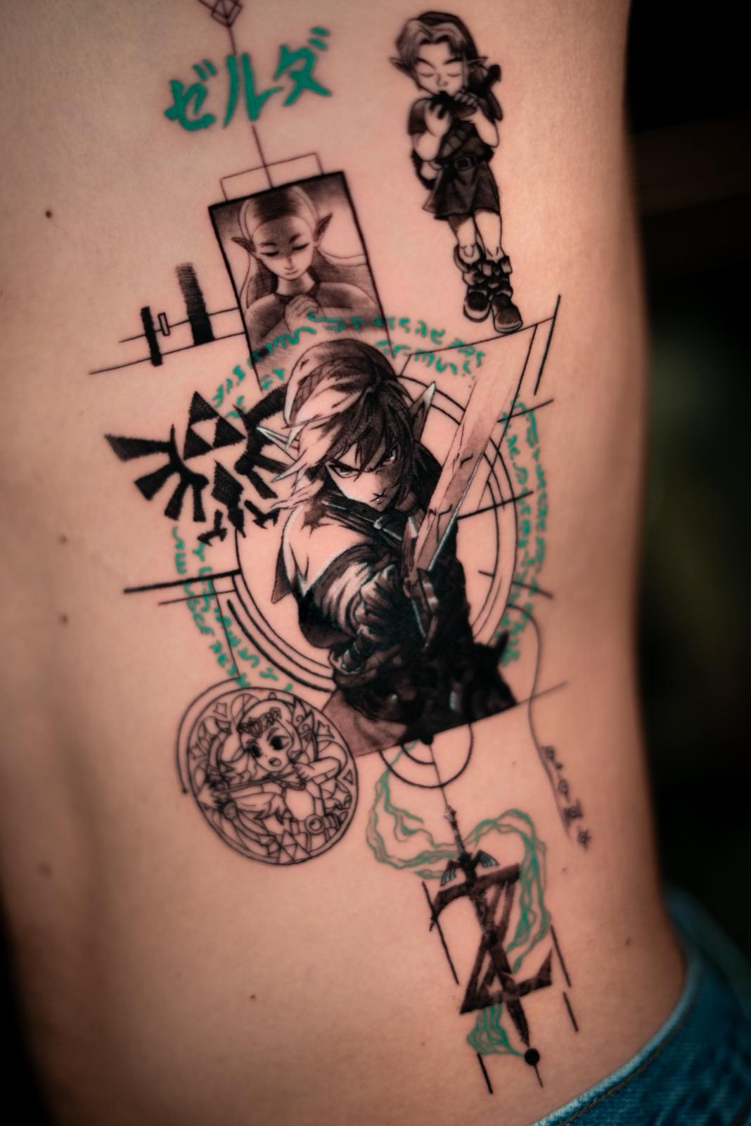 Tatuaje anime profesional Murcia — color selectivo